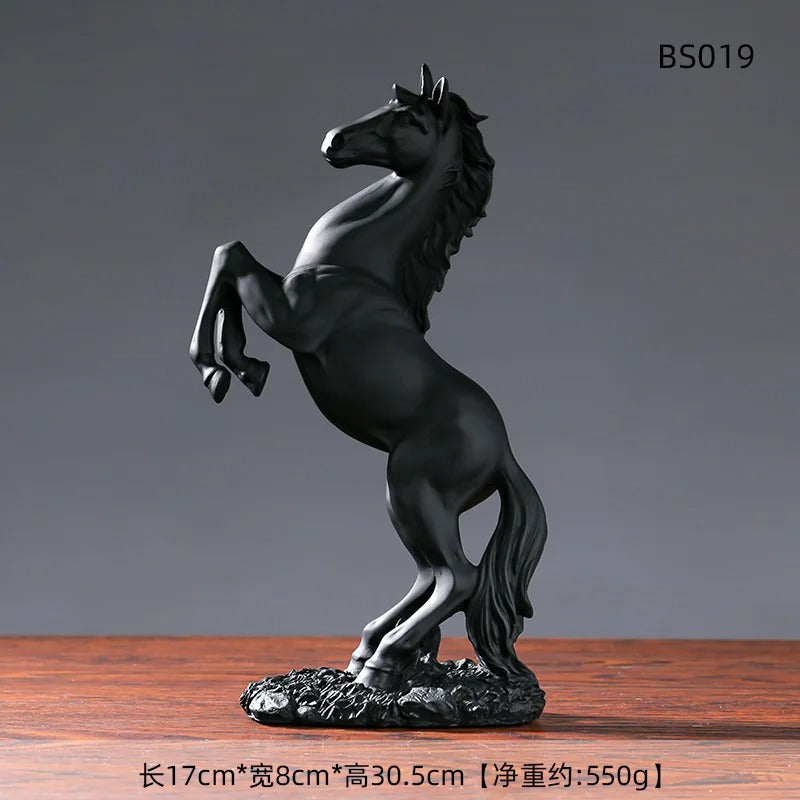 European Style Home Resin Victory Horse Statue, Living Room ，Cabinet,Office Desktop Decoration Animal Figurines