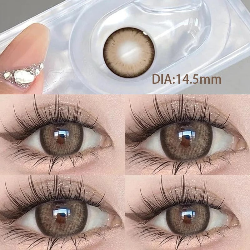 2pcs Colored Contacts for Eyes Nature Brown Colorful Eyes Prescription Lenses for Myopia Soft Round Yearly Fast Shipping