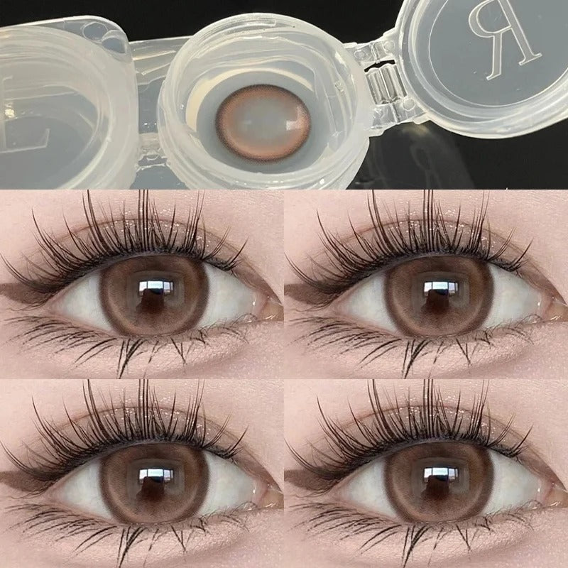 2pcs Colored Contacts for Eyes Nature Brown Colorful Eyes Prescription Lenses for Myopia Soft Round Yearly Fast Shipping