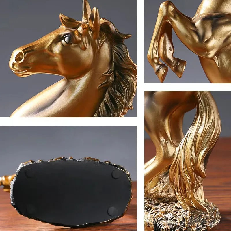 European Style Home Resin Victory Horse Statue, Living Room ，Cabinet,Office Desktop Decoration Animal Figurines