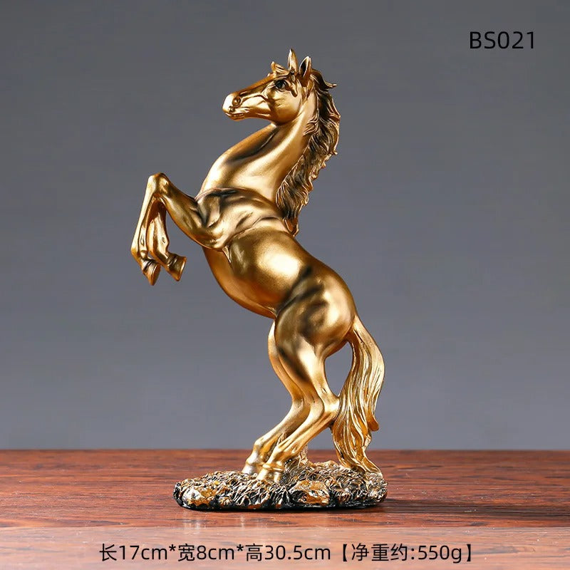European Style Home Resin Victory Horse Statue, Living Room ，Cabinet,Office Desktop Decoration Animal Figurines
